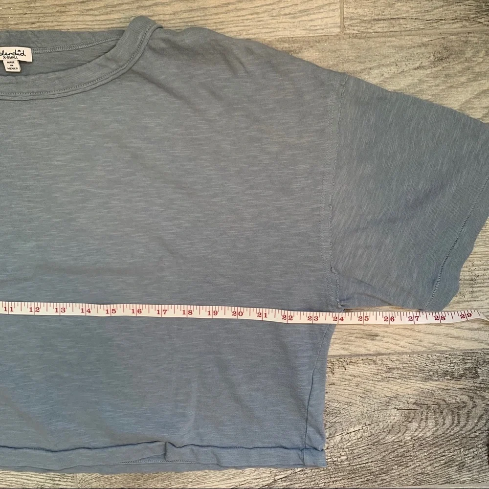 Splendid Oversized Crew Neck Crop Top Blue Sz XS - Picture 7 of 7